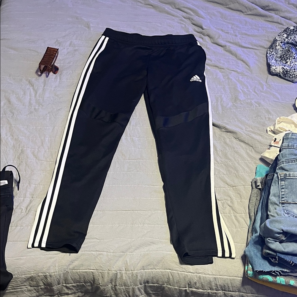 adidas Black Joggers with White 3-Stripes
